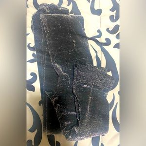 Used -Two toned silver shiny & black nylon stockings